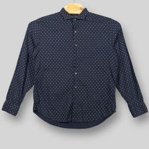 Bonobos Shirt Mens Large Navy‎ Blue AOP Geometric Standard Fit Long Sleeve